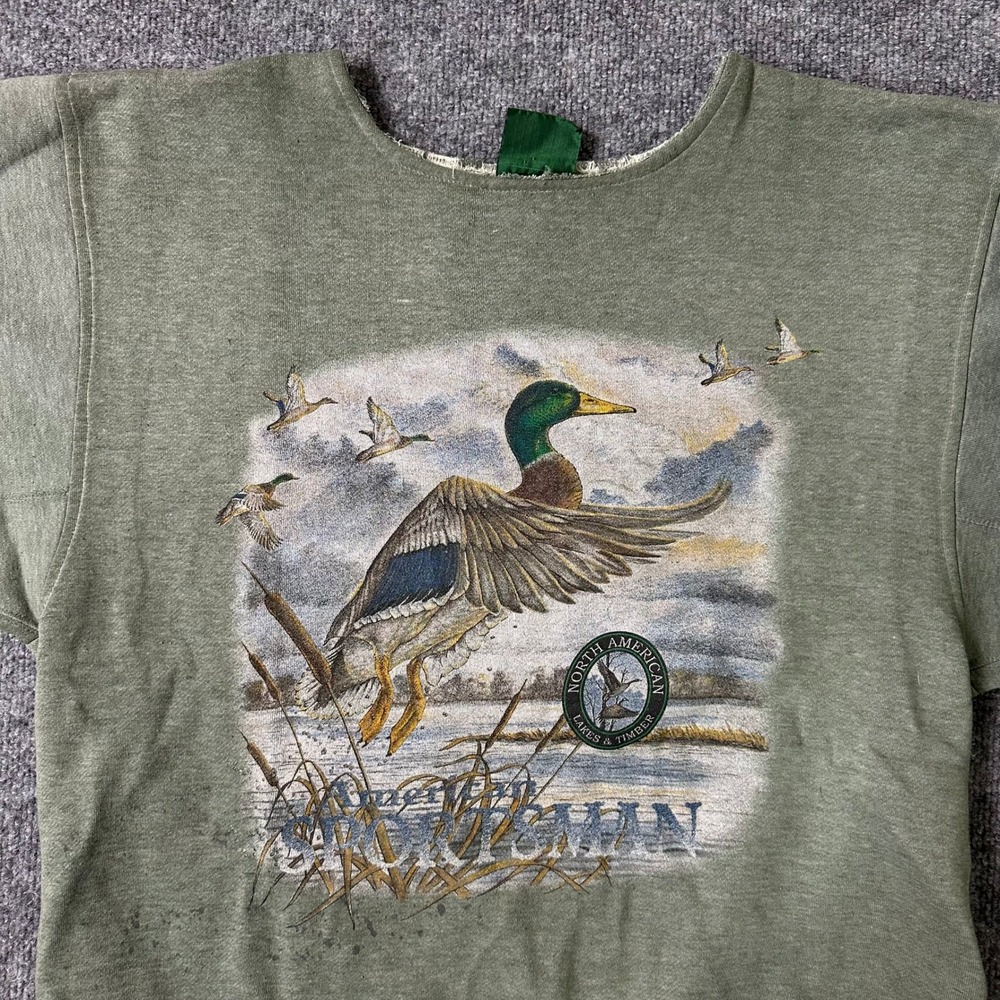 Danaggers Sweatshirt Mens Size Medium Green Graphic Mallard Duck Vintage